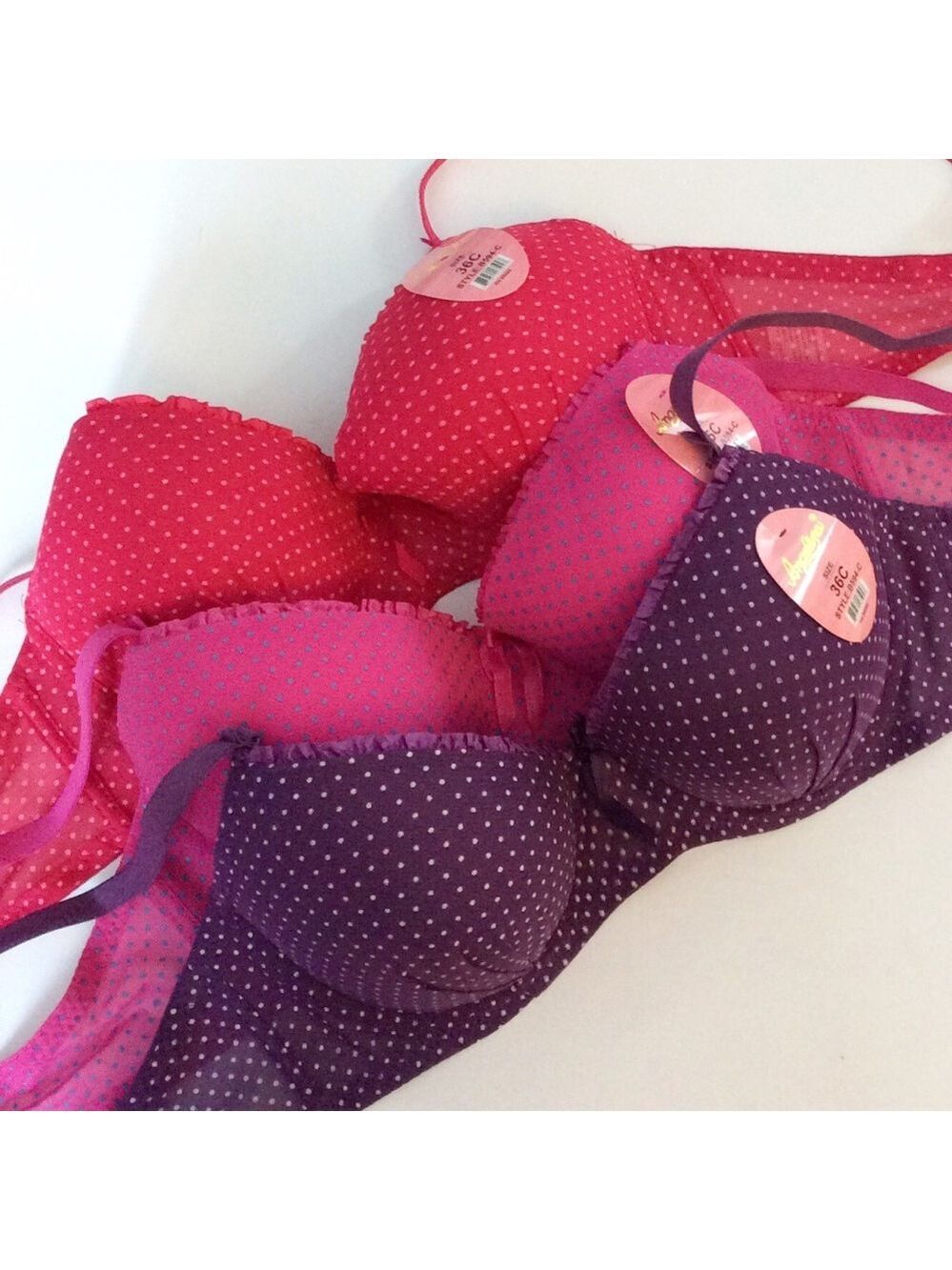 3 Ladies Polkadot Underwire Bra’s NWT